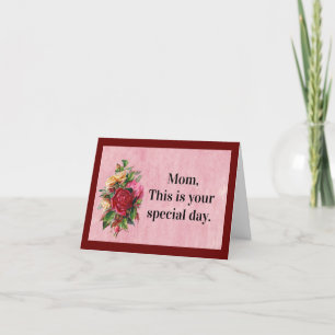Cartão De Agradecimento Placa de Dia de as mães de Rosas associada