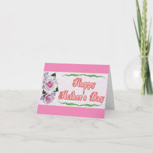Cartão De Agradecimento Placa de Dia de as mães Feliz das Flores Rosa