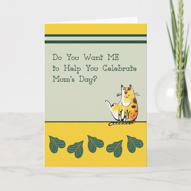 Cartão De Agradecimento Placa de dia de as mães para Mãe com Cat (Frente)