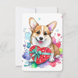 Cartão De Agradecimento Placa de Dia de os namorados Corgi - Cachorro Aqua