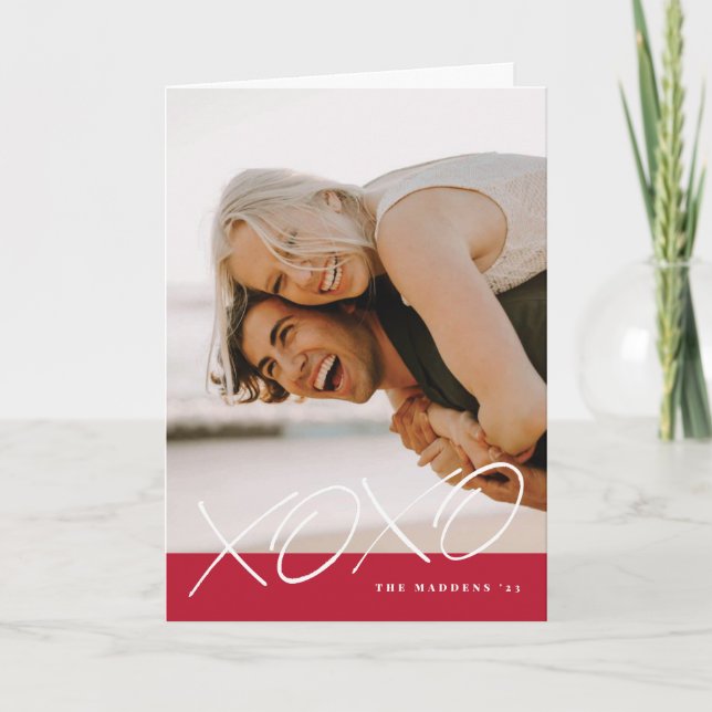 Cartão De Agradecimento Placa de Dia de os namorados XOXO Tinta - Vermelho (Frente)