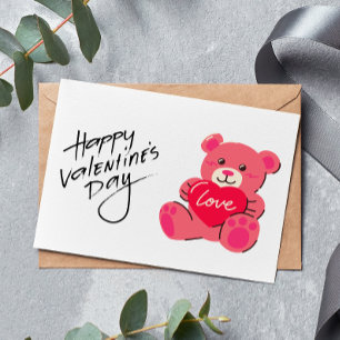 Cartão De Agradecimento Placa de Feliz dia de os namorados do Urso Teddy