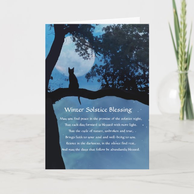 Cartão De Agradecimento Placa de Férias do Gatinho Solstício de Inverno Be (Frente)