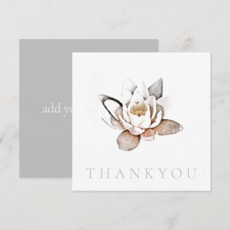 CARTÃO DE AGRADECIMENTO PLACA DE GANHOS PLANOS: OBRIGADO: LOTUS BRANCO