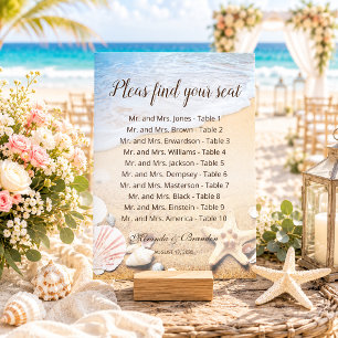 Cartão De Agradecimento Placa de Gráfico de Casamento de Praia Sunset Trop