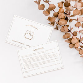 Cartão De Agradecimento Placa de instrução de cuidado com a vela do bege n