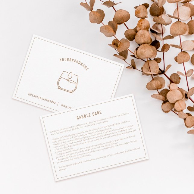 Cartão De Agradecimento Placa de instrução de cuidado com a vela do bege n (Criador carregado)