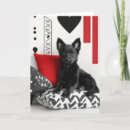 Cartão De Agradecimento Placa de Namorados de Puppy Schipperke