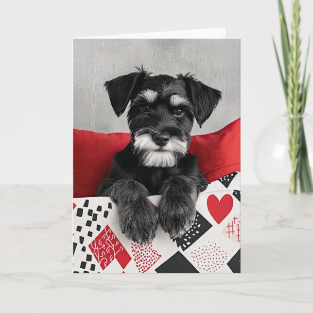 Cartão De Agradecimento Placa de Namorados de puppy Schnauzer (Frente)