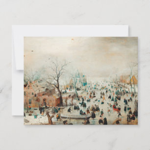 Cartão De Agradecimento Placa de natais vintages Patinação no gelo no la