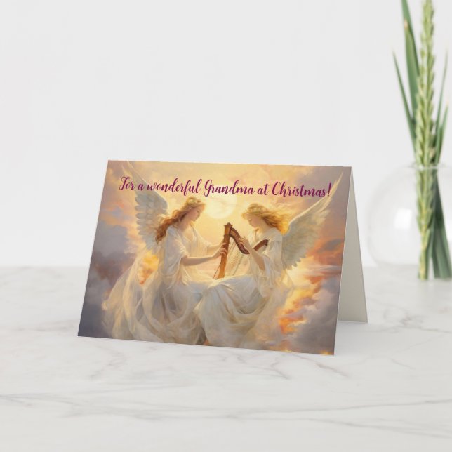 CARTÃO DE AGRADECIMENTO PLACA DE NATAL ANGELS GRANDMOTHER (Frente)
