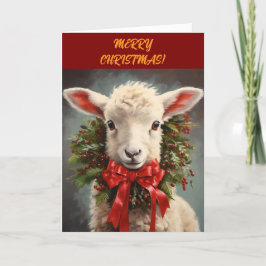 Cartão De Agradecimento PLACA DE NATAL LAMB n WREATH