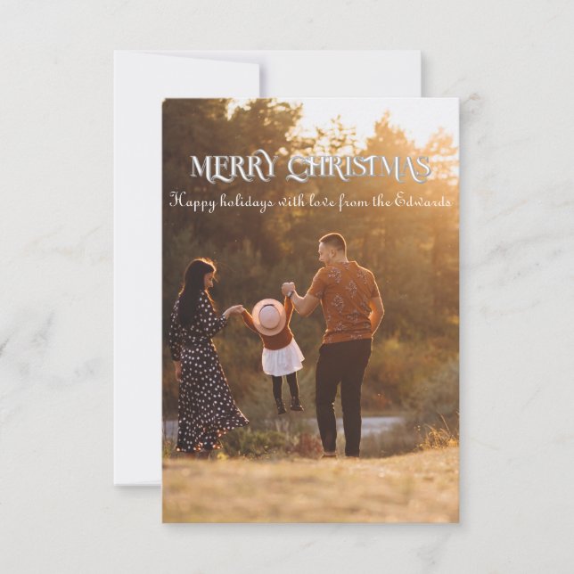 Cartão De Agradecimento Placa de natal Merry de 3,5" x 5" (Frente)