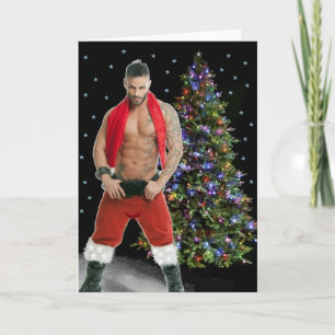 Cartão De Agradecimento Placa de Natal para Papais noeis Hunk Buff Mais Ac