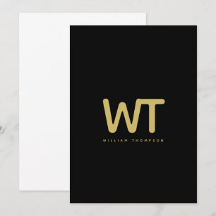 Cartão De Agradecimento Placa de Nota de Logotipo de Iniciais Douradas Pre