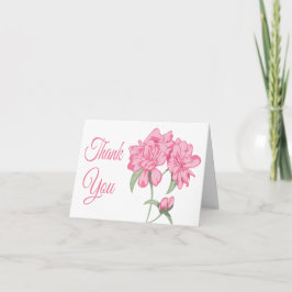 Cartão De Agradecimento Placa De Nota De Vazio De Flor De Peony Rosa