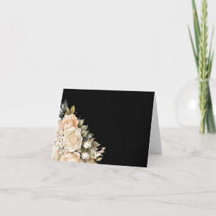 Cartão De Agradecimento Placa de Nota de Vazio Floral Preto Elegante Simpl