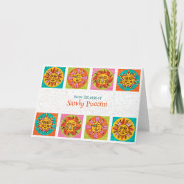 Cartão De Agradecimento Placa de Nota do Meio século Modern Sun Faces