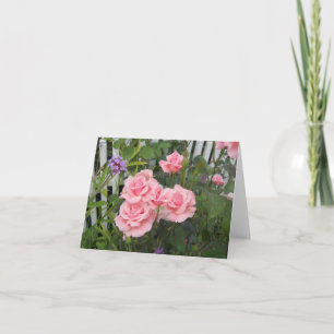 Cartão De Agradecimento Placa de Nota Dobrada do Vazio Rosas Rosa