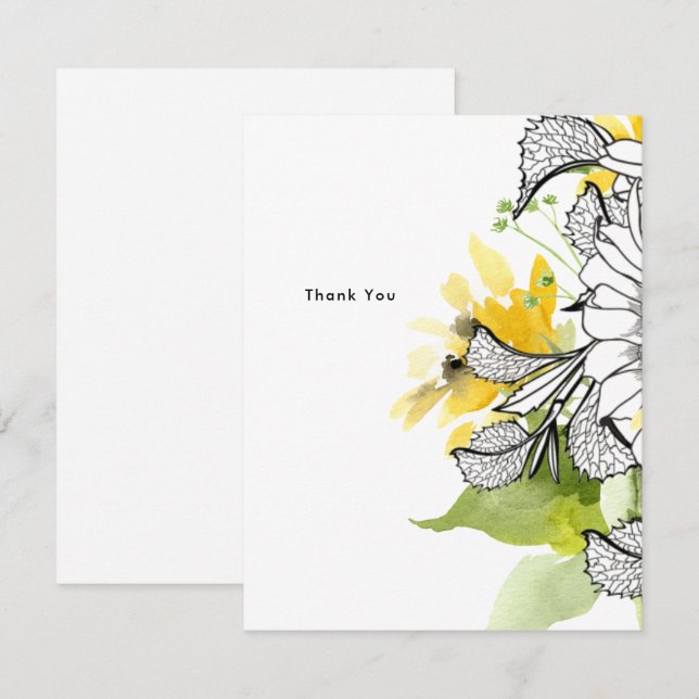 Cartão De Agradecimento Placa de Nota Personalizada de Girassol Obrigado (Frente/Verso)
