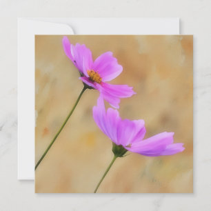 Cartão De Agradecimento Placa de Nota Plana de Arte Floral Rosa Cosmos Flo
