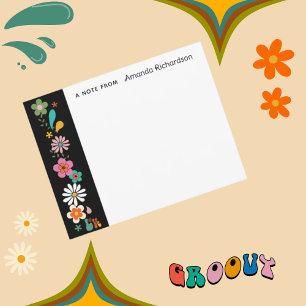 Cartão De Agradecimento Placa de nota plana do tema "Ebony LOVE Flower Gro