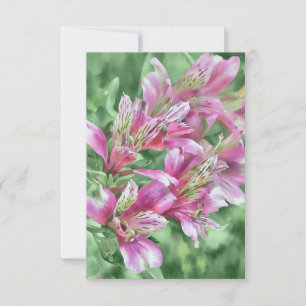 Cartão De Agradecimento Placa de Nota Plana Floral de Alstroemeria Rosa
