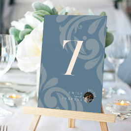 Cartão De Agradecimento Placa de Número da Tabela de Fotografias Teais Ret