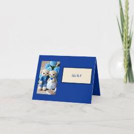 Cartão De Agradecimento placa de número da tabela do casal crochet azul vi