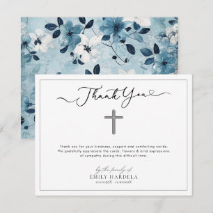 Cartão De Agradecimento Placa de Obrigados Funerais Florais Azul-Cor-de-Ág