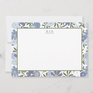 Cartão De Agradecimento Placa de Papel de carta Floral Monograma