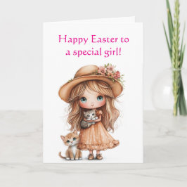 CARTÃO DE AGRADECIMENTO PLACA DE PÁSCOA DE GAROTA ESPECIAL