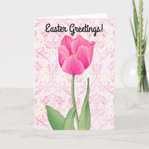 Cartão De Agradecimento Placa de Páscoa Tulip Rosa do Estilo Vintage