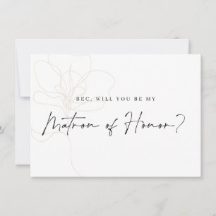 Cartão De Agradecimento Placa de Proposta Bridesmaid de Rosa ilustrada