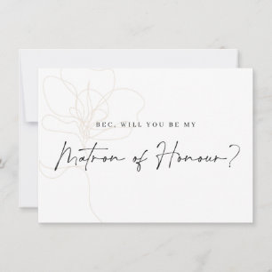 Cartão De Agradecimento Placa de Proposta Bridesmaid de Rosa ilustrada