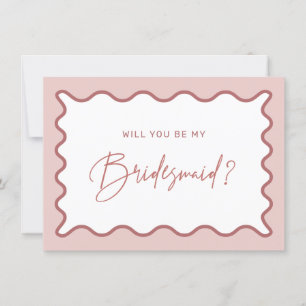 Cartão De Agradecimento Placa de Proposta de Bridesmaid de Fronteira Wavy
