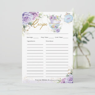 Cartão De Agradecimento Placa de Receita do Partido Floral Alto-Tea Roxo