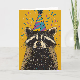 Cartão De Agradecimento Placa de saudação de Festa de aniversário Raccoon