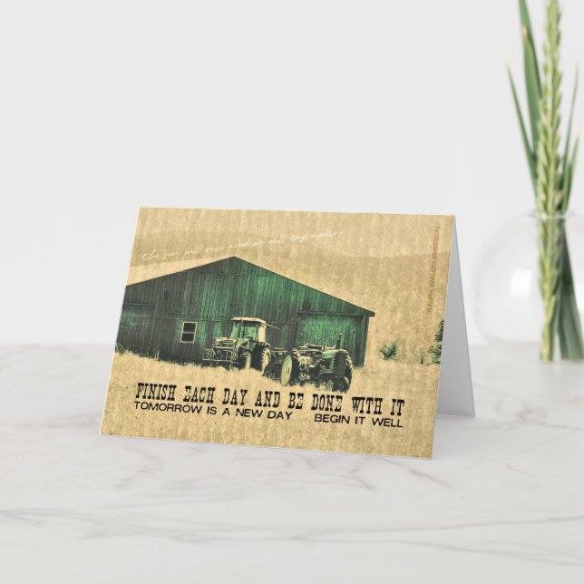 Cartão De Agradecimento Placa de saudação do EQUIPAMENTO fazenda (Frente)