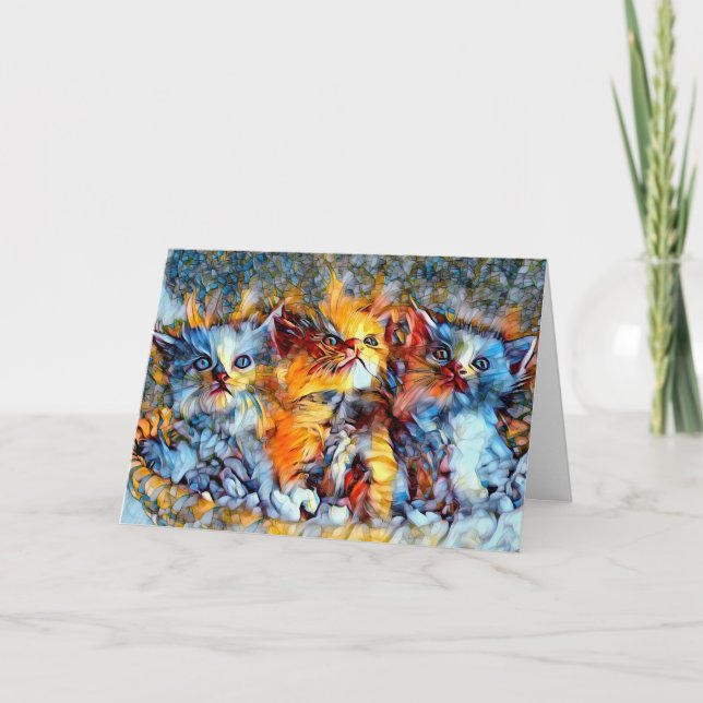 Cartão De Agradecimento Placa de saudação do Vazio Mosaico Kittens (Frente)