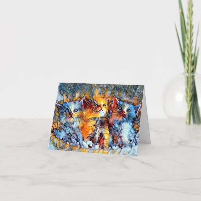 Cartão De Agradecimento Placa de saudação do Vazio Mosaico Kittens (Frente)