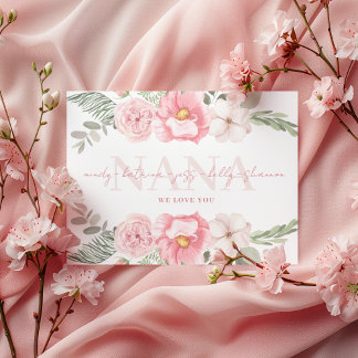 Cartão De Agradecimento Placa de Saudação Floral Personalizada Nana