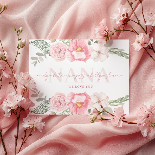 Cartão De Agradecimento Placa de Saudação Floral Personalizada Nana (Celebrate Nana with this personalized watercolor floral greeting card! )