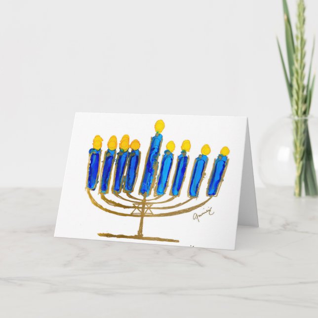 Cartão De Agradecimento Placa de Vazio Feliz Hanukkah (Frente)