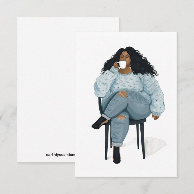 Cartão De Agradecimento Placa de Vazio para Mulher Negra (Frente/Verso)