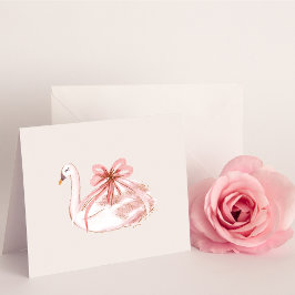 Cartão De Agradecimento Placa de Vazio Swan, rosa e Dourada