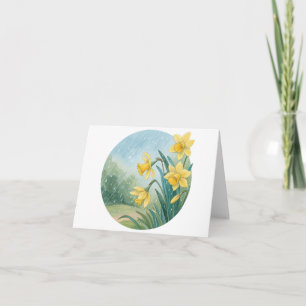 Cartão De Agradecimento Placa dobrada em forma de aquarela Daffodil - dent