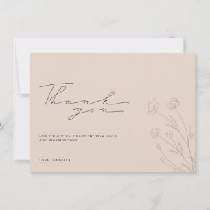 Cartão De Agradecimento Placa fina, cor-de-rosa, com Chá de fraldas fino