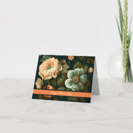 CARTÃO DE AGRADECIMENTO PLACA FLORAL DE DIA DE AS MÃES DE DESIGN VINTAGE