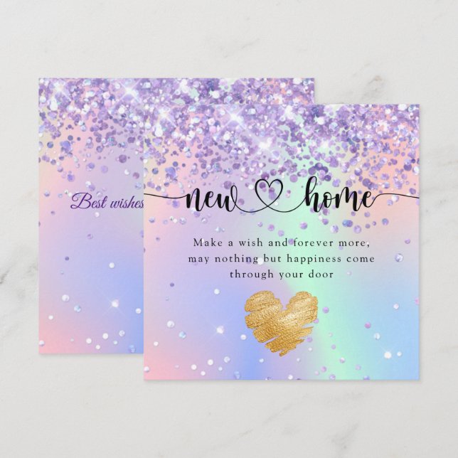 Cartão De Agradecimento Placa Holográfica Nova para Uso Doméstico Sparkly (Frente/Verso)